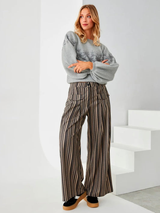 Pantalón de rayas wide leg SILENE
