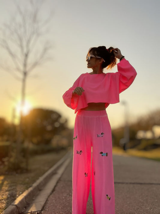 Camiseta manga larga FLÚOR / Rosa