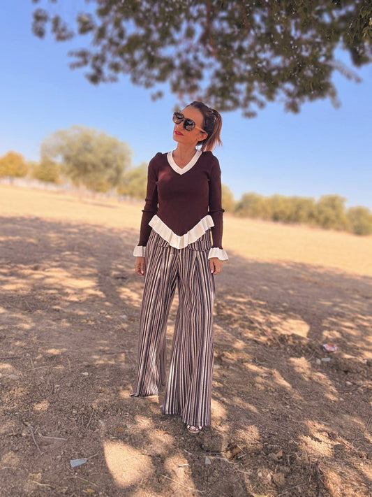 Top bicolor de punto VOLANTIS - Little MooN