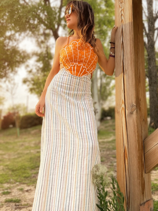 Vestido de alodon con cuerpo sirena