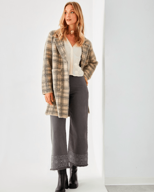Abrigo de cuadros con solapas ZAMINA - Little MooN