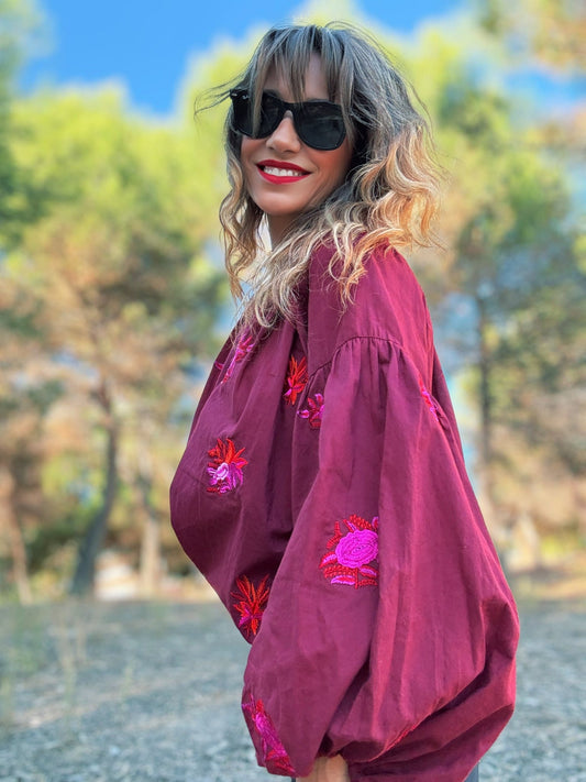 Blusa boho bordada FLORAL - Little MooN