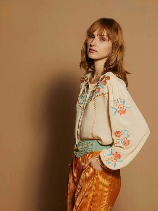 Blusa bordado floral de MEISÏE - Little MooN