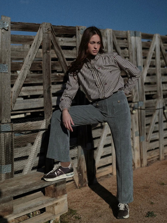 Blusa de rayas bordado CEREZAS - Little MooN