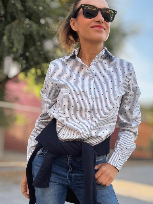 Camisa rayas azules CUORE - Little MooN