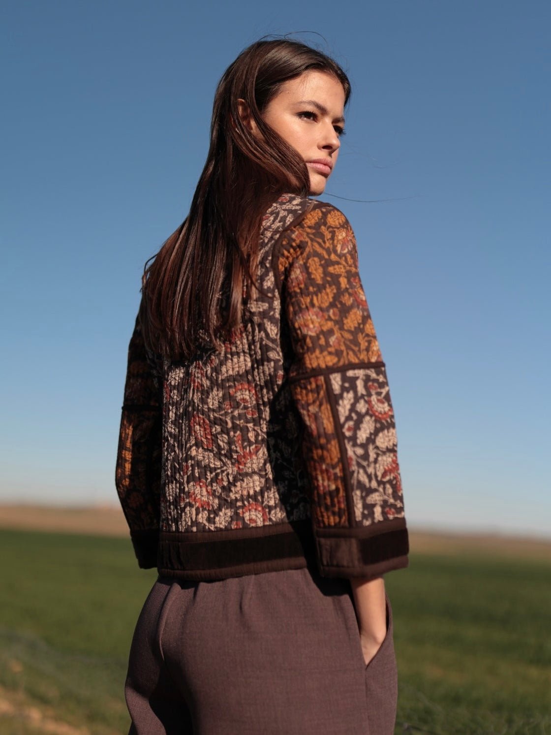 Chaqueta patch de terciopelo BROWN - Little MooN