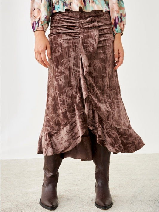 Falda de terciopelo con volante PALMERITAS - Little MooN