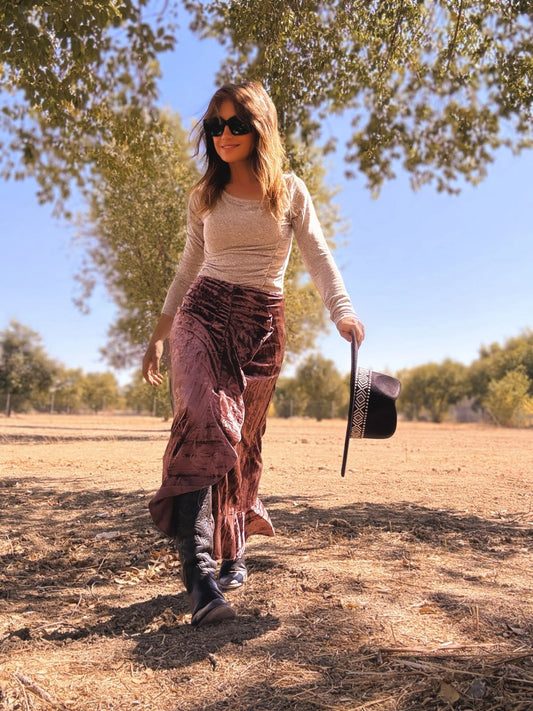 Falda de terciopelo con volante PALMERITAS - Little MooN