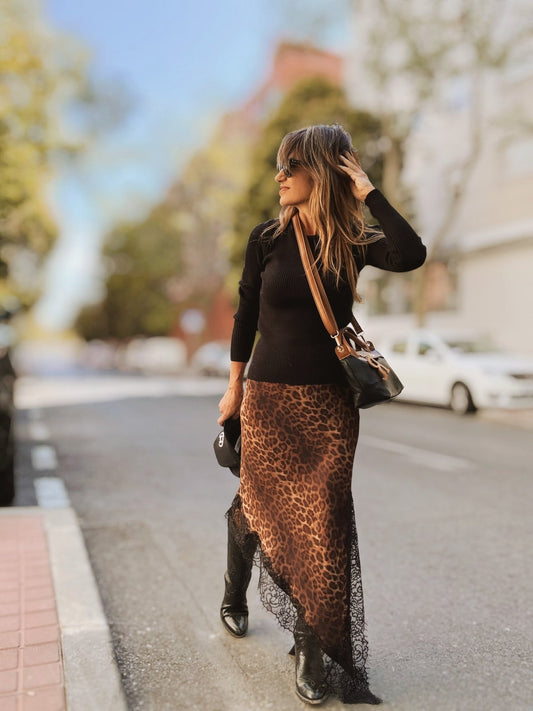 Falda lencera satén LEOPARDO - Little MooN