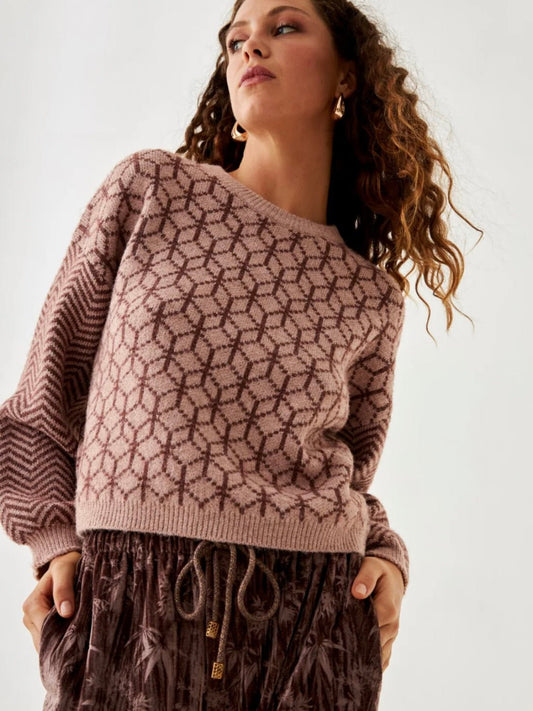 Jersey geométrico Bicolor BURGUNDY - Little MooN