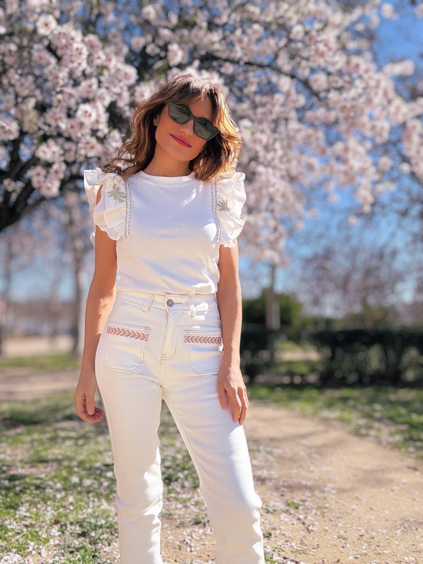 Pantalón de primavera blanco