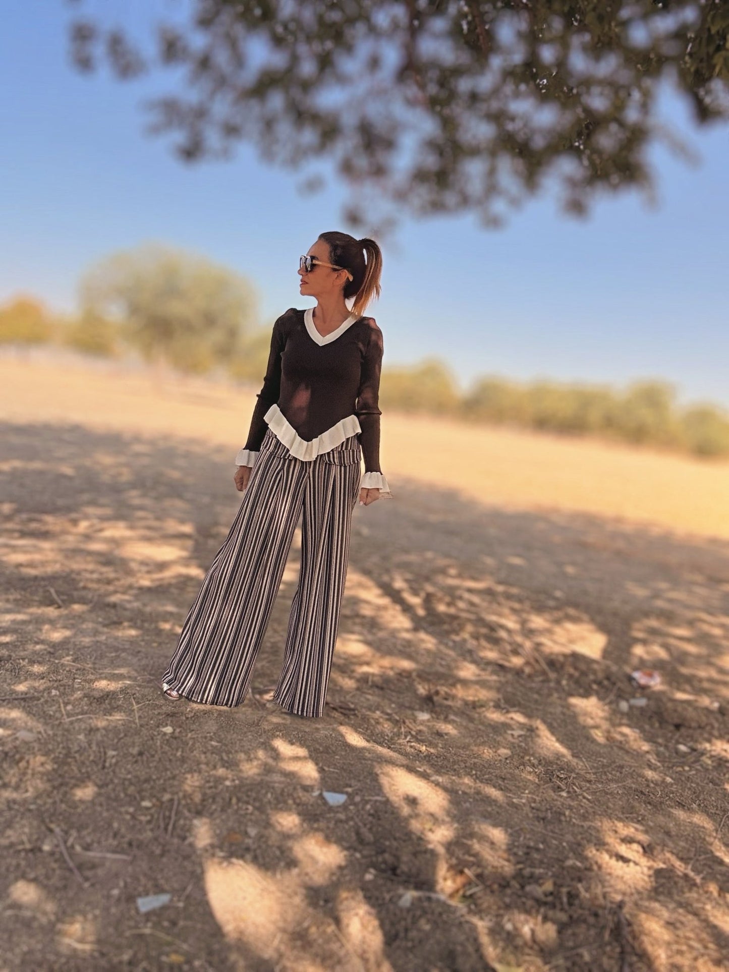 Pantalón de rayas wide leg SILENE - Little MooN