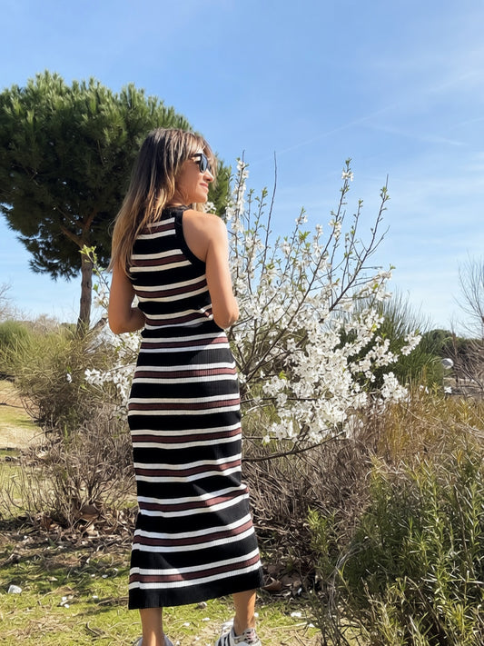 Vestido ajustado rayas HALTER