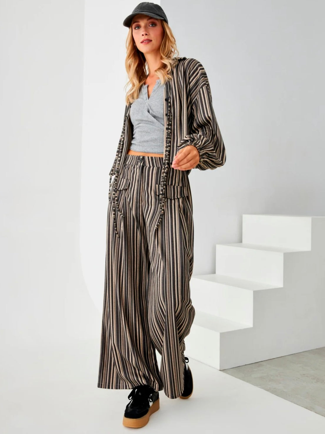 Pantalón de rayas wide leg SILENE