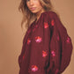 Blusa burdeos boho bordada FLORAL