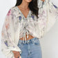Blusa de gasa floral estampada estilo boho