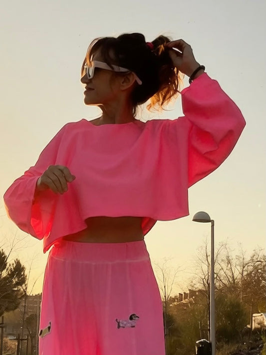 Camiseta manga larga FLÚOR / Rosa