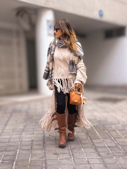 Jersey trenzado de punto con flecos OLIGO