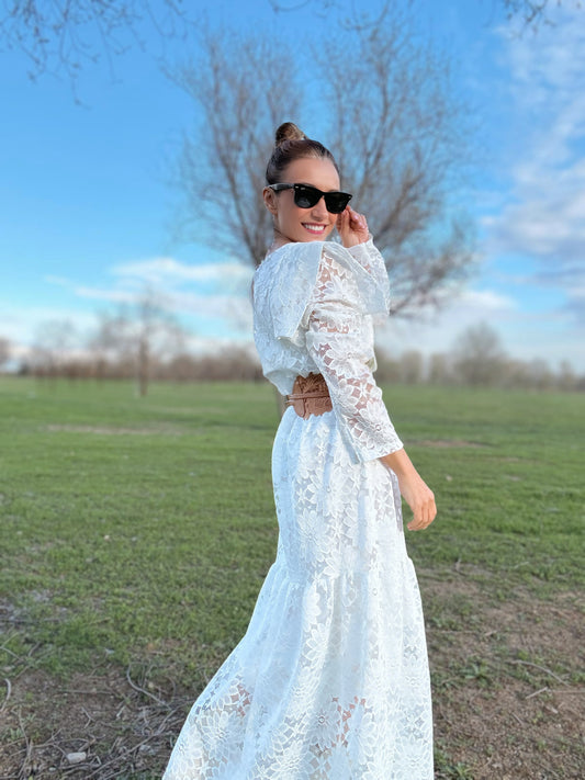 vestido blanco largo d encaje de Lttle MooN