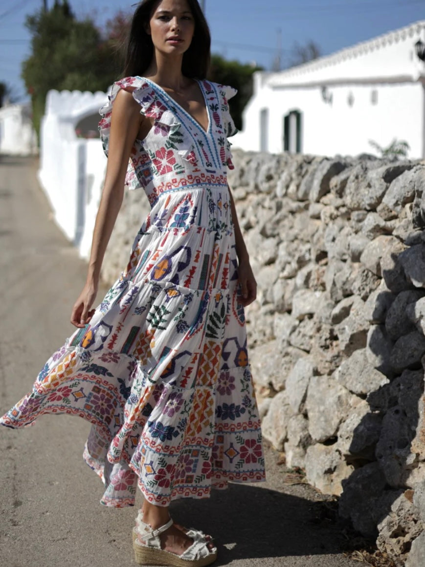 Vestido de algodón largo