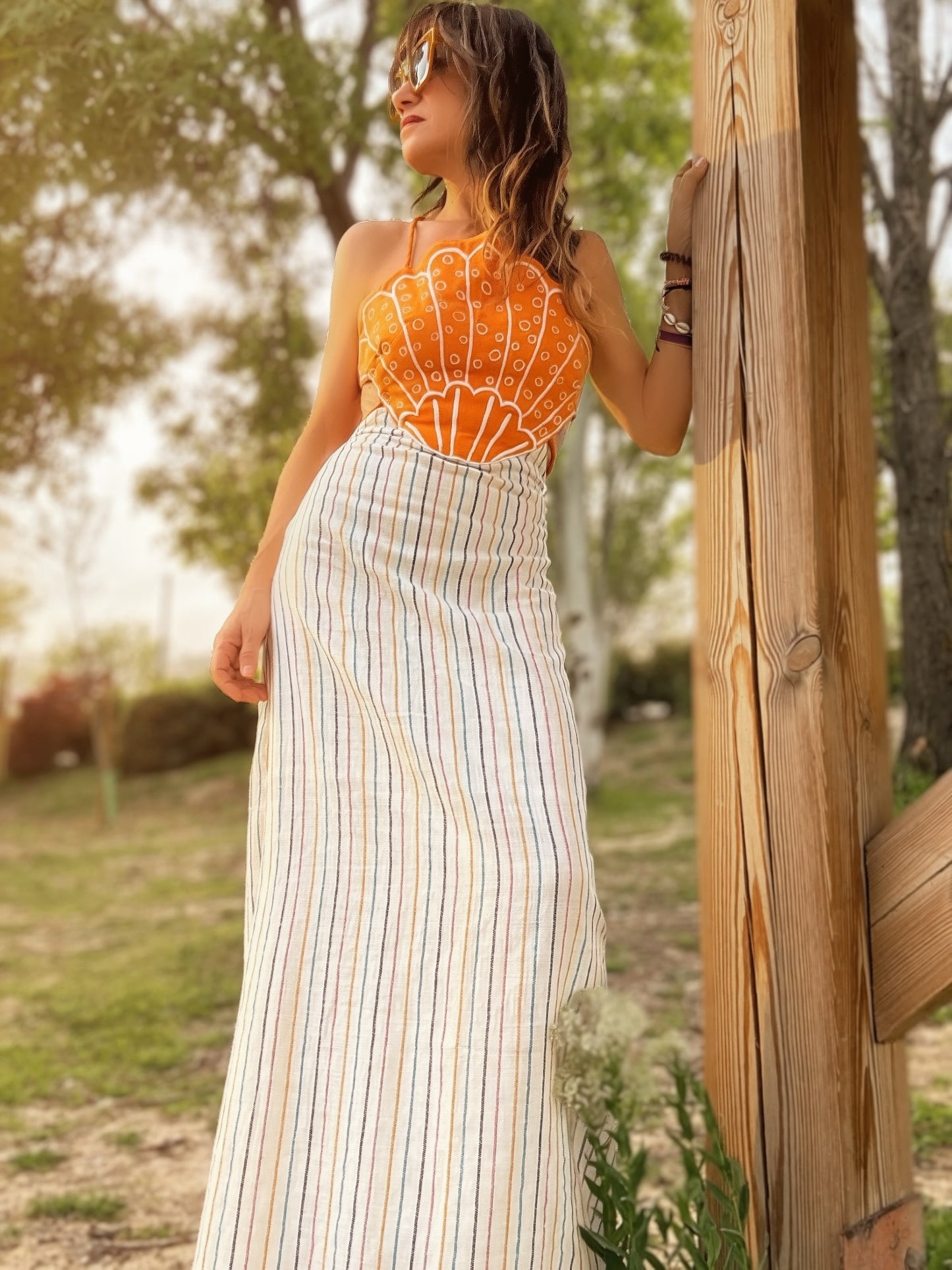 Vestido de alodon con cuerpo sirena