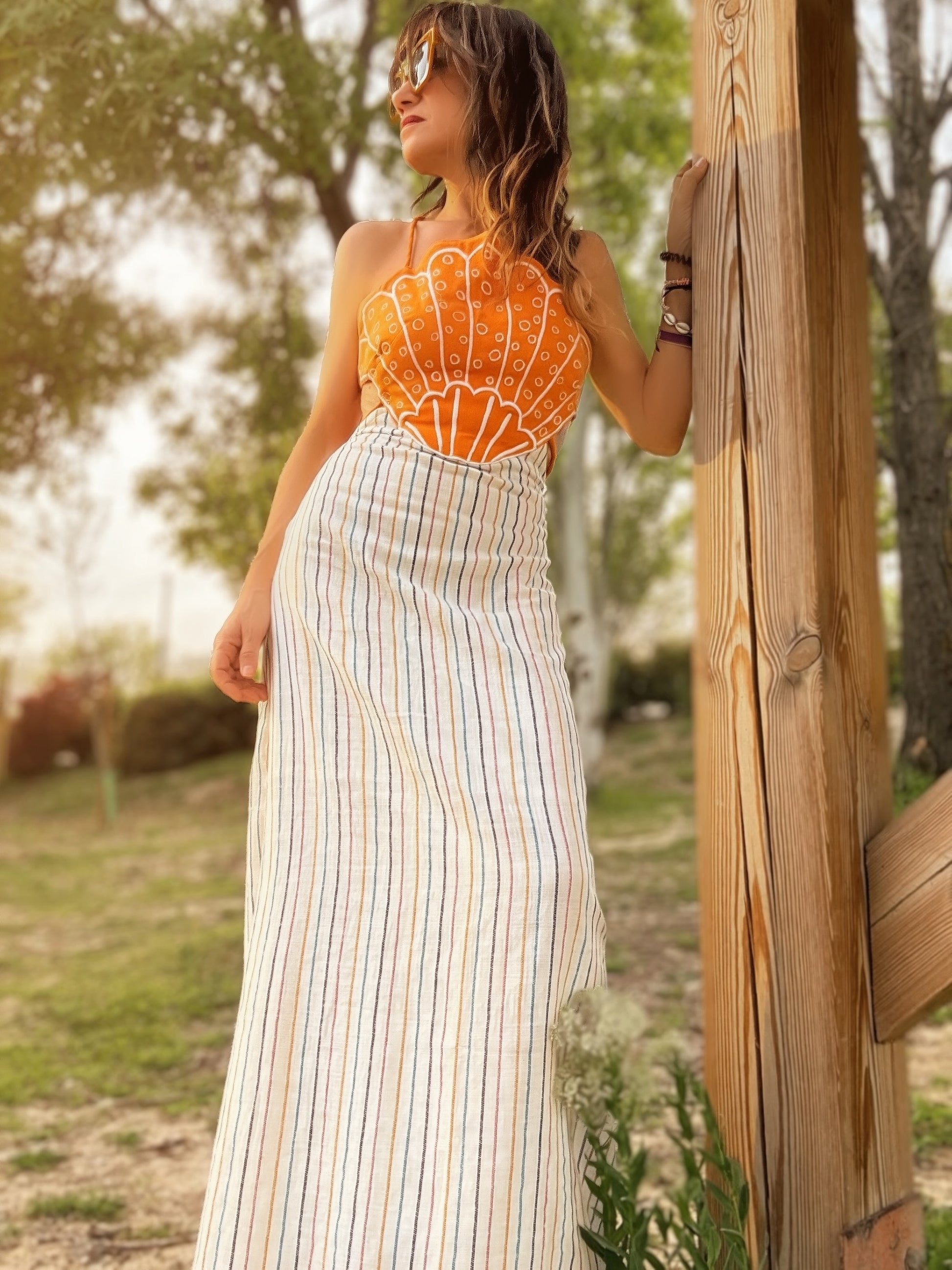 Vestido de alodon con cuerpo sirena