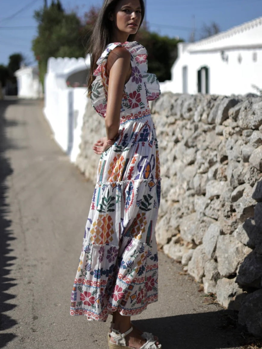 Vestido blanco largo de algodón