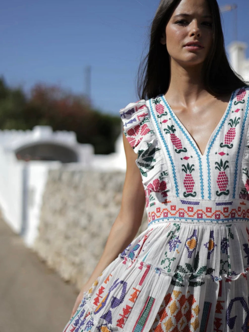 Vestido largo de algodón