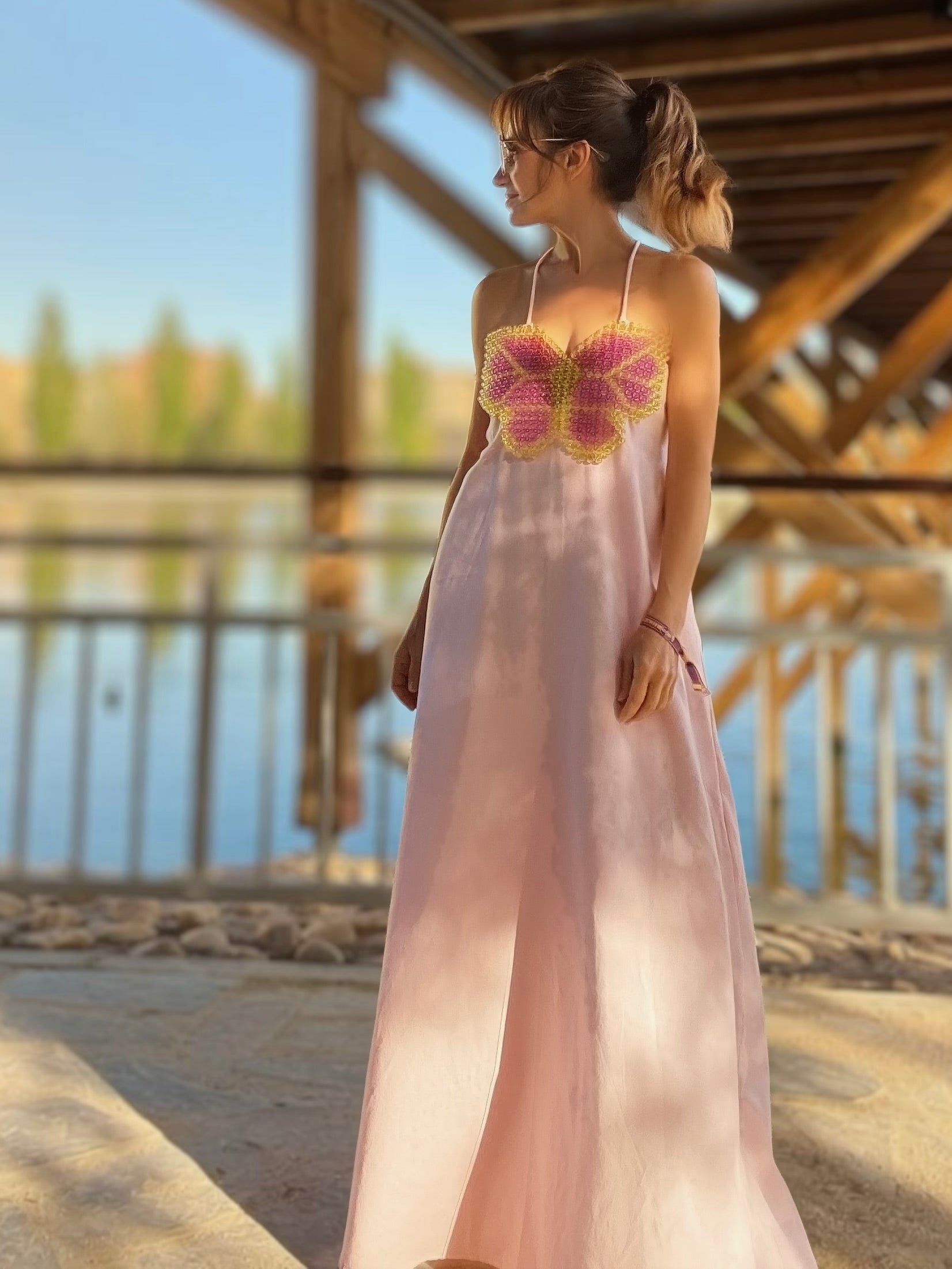 Vestido de algodón en color rosa de Be Sunset