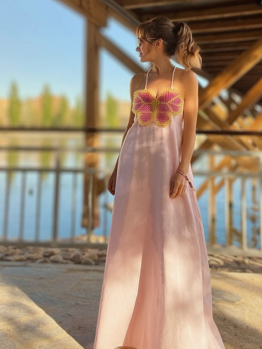 Vestido de algodón en color rosa de Be Sunset