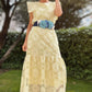 Vestido largo color mantequilla de encaje de Little Moon