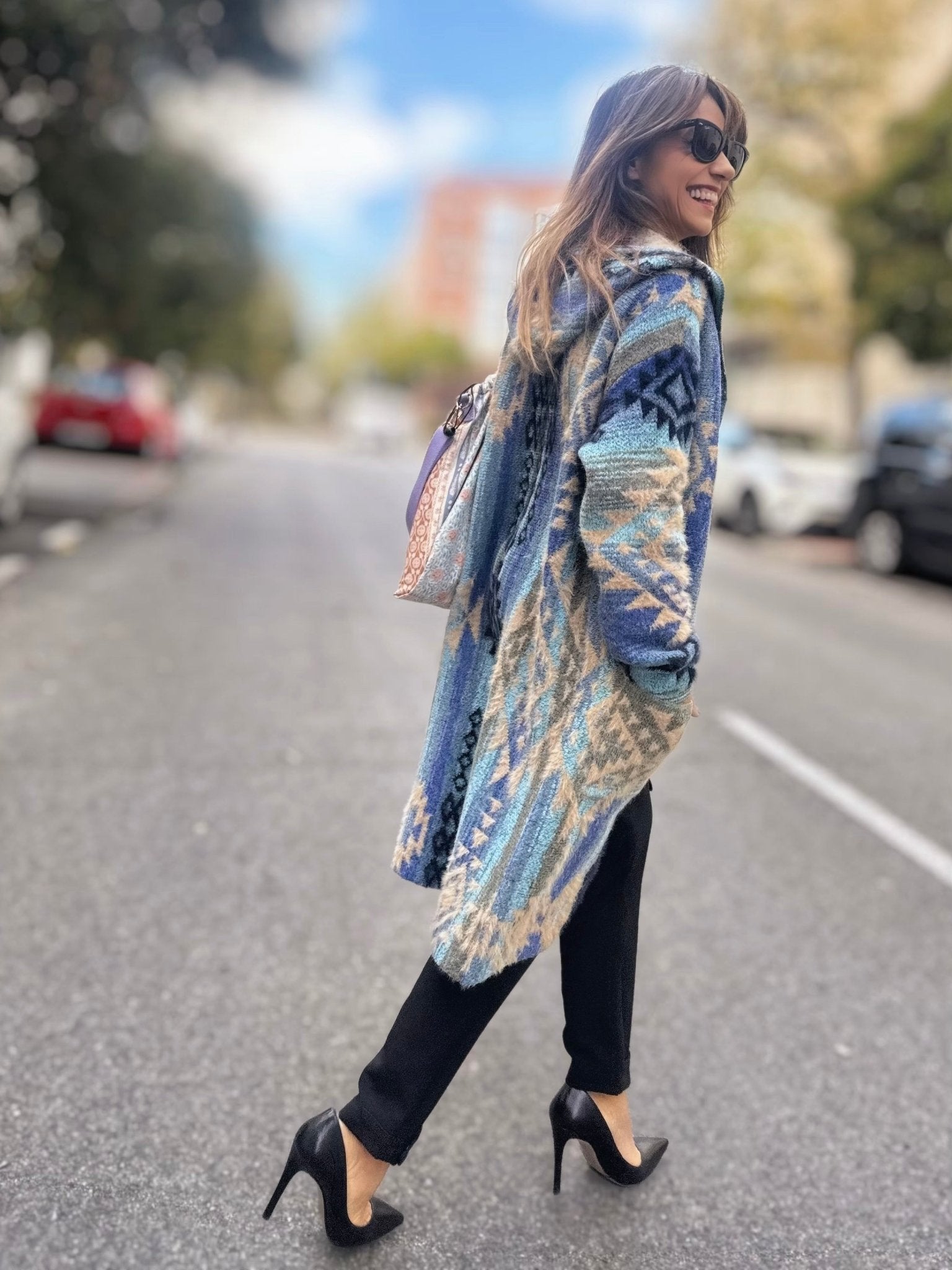 Abrigo punto azteca NAZCA Azules - Little MooN