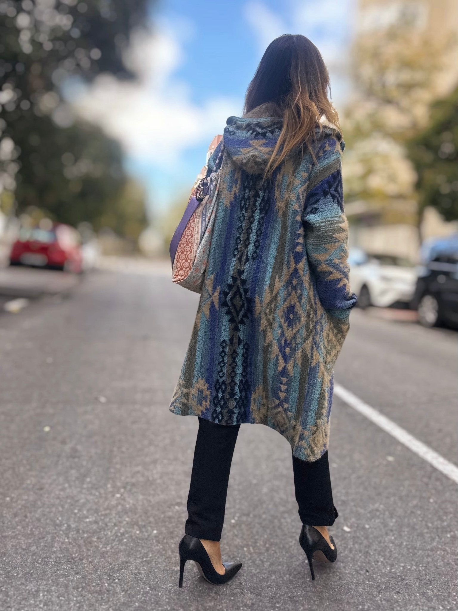 Abrigo punto azteca NAZCA Azules - Little MooN