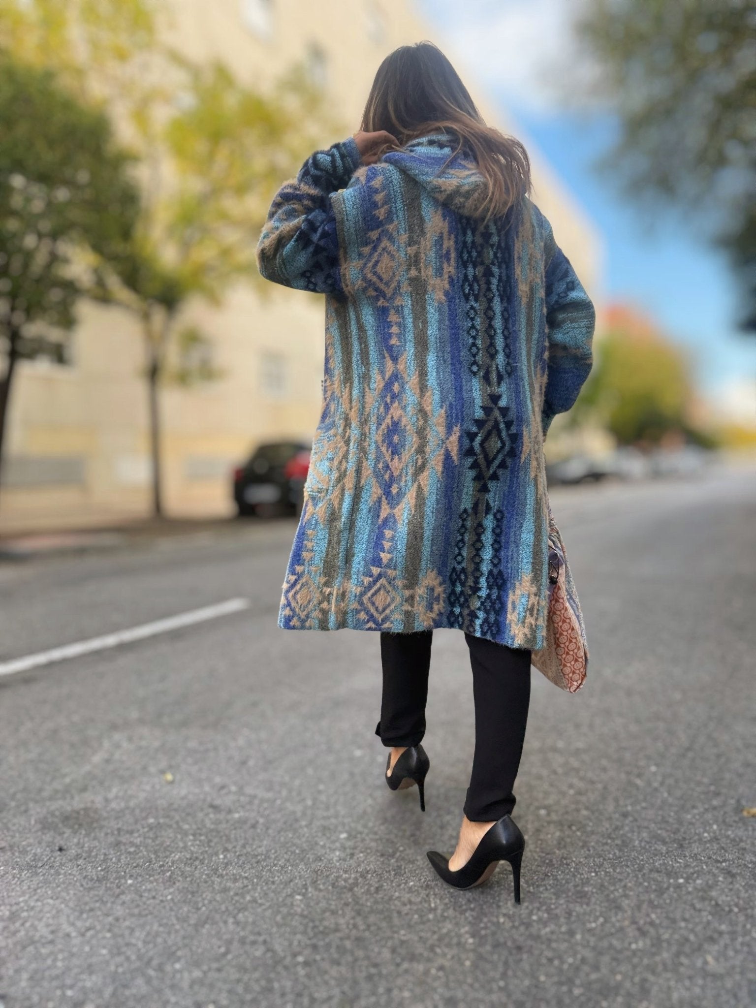 Abrigo punto azteca NAZCA Azules - Little MooN