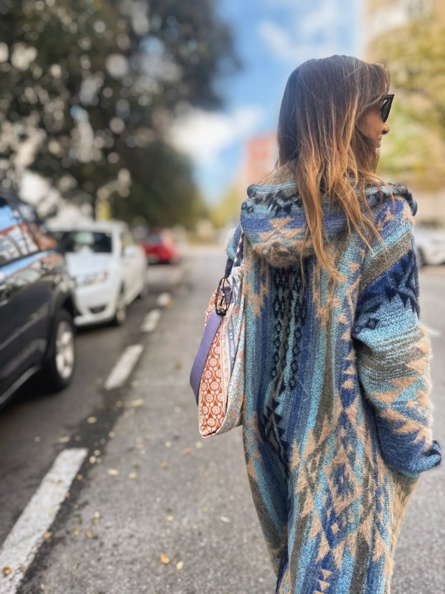 Abrigo punto azteca NAZCA Azules - Little MooN