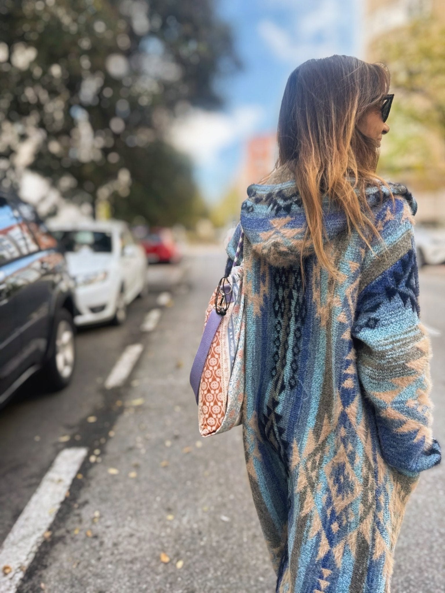 Abrigo punto azteca NAZCA Azules - Little MooN