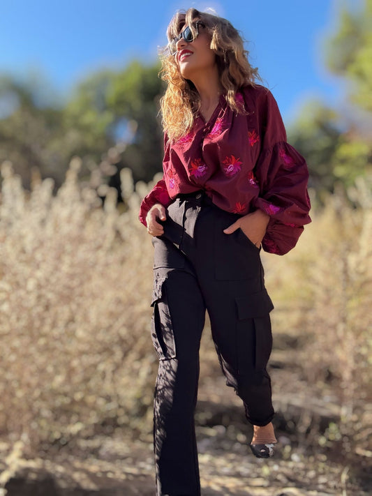 Blusa boho bordada FLORAL - Little MooN