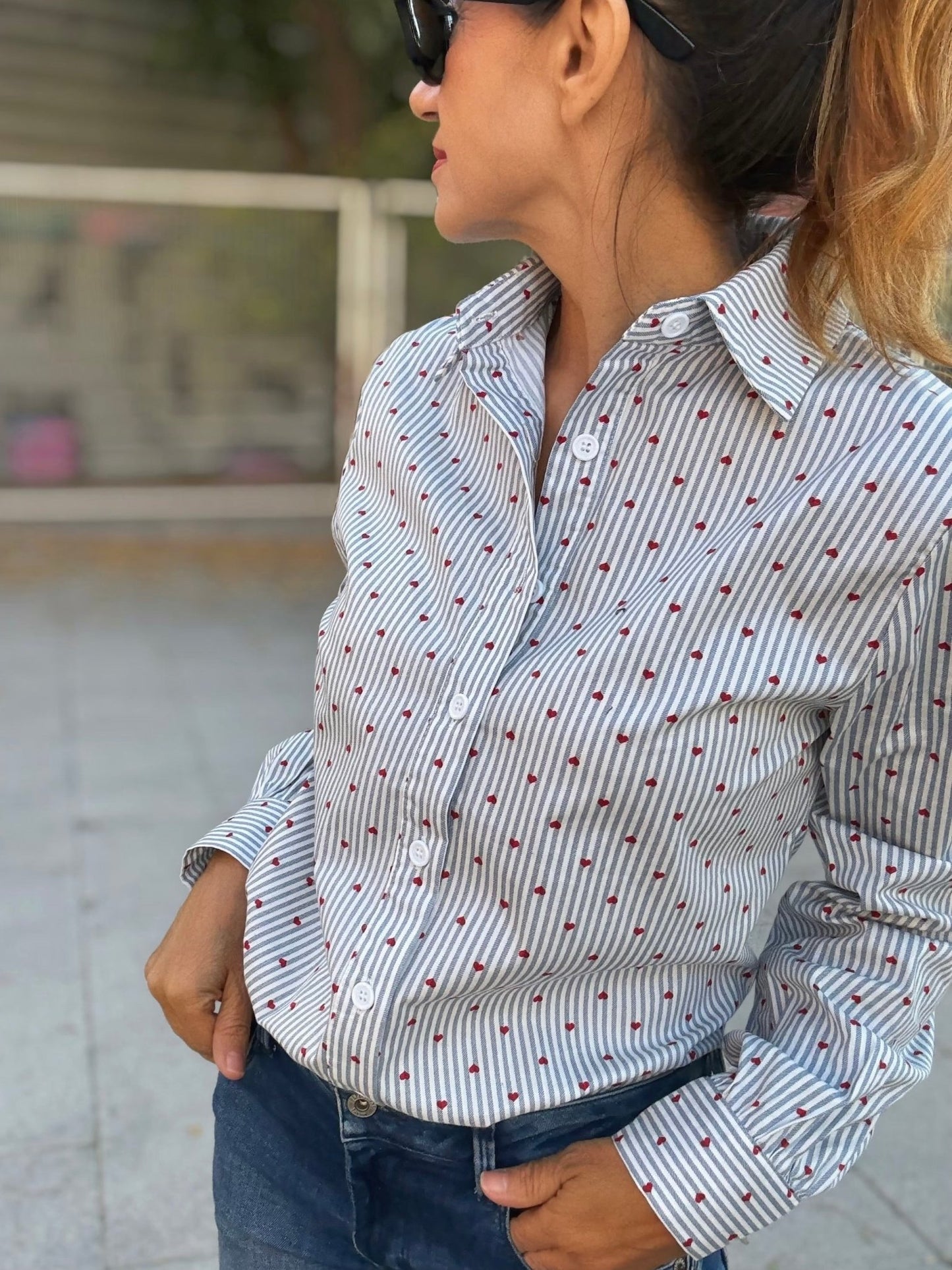 Camisa rayas azules CUORE - Little MooN