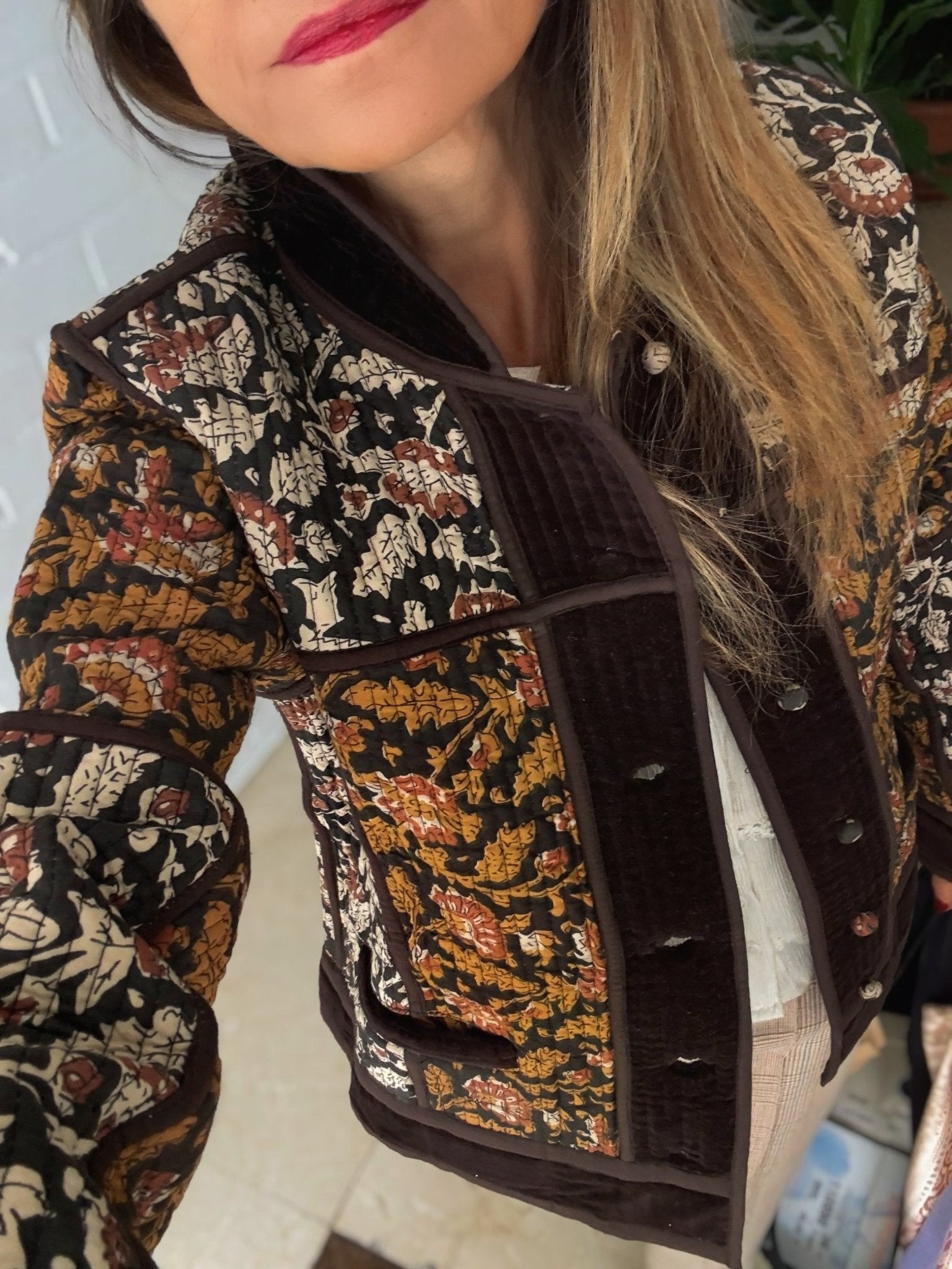 Chaqueta patch de terciopelo BROWN - Little MooN