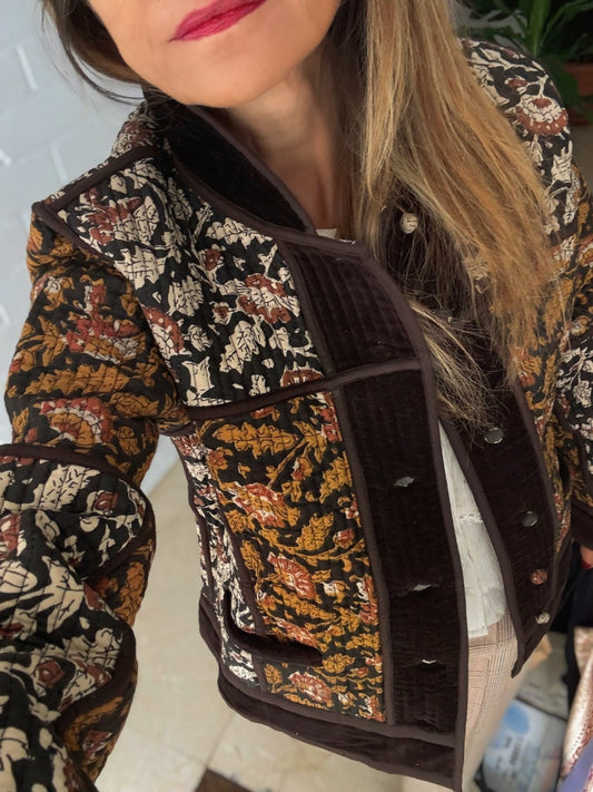 Chaqueta patch de terciopelo BROWN - Little MooN