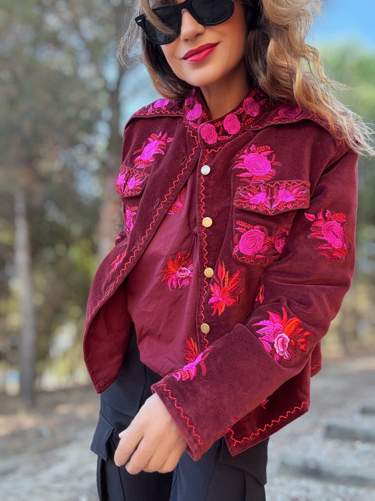 Chaqueta terciopelo bordado FLORAL - Little MooN