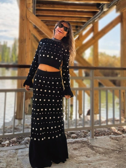 Conjunto de top y falda GALAXY BLACK - Little MooN