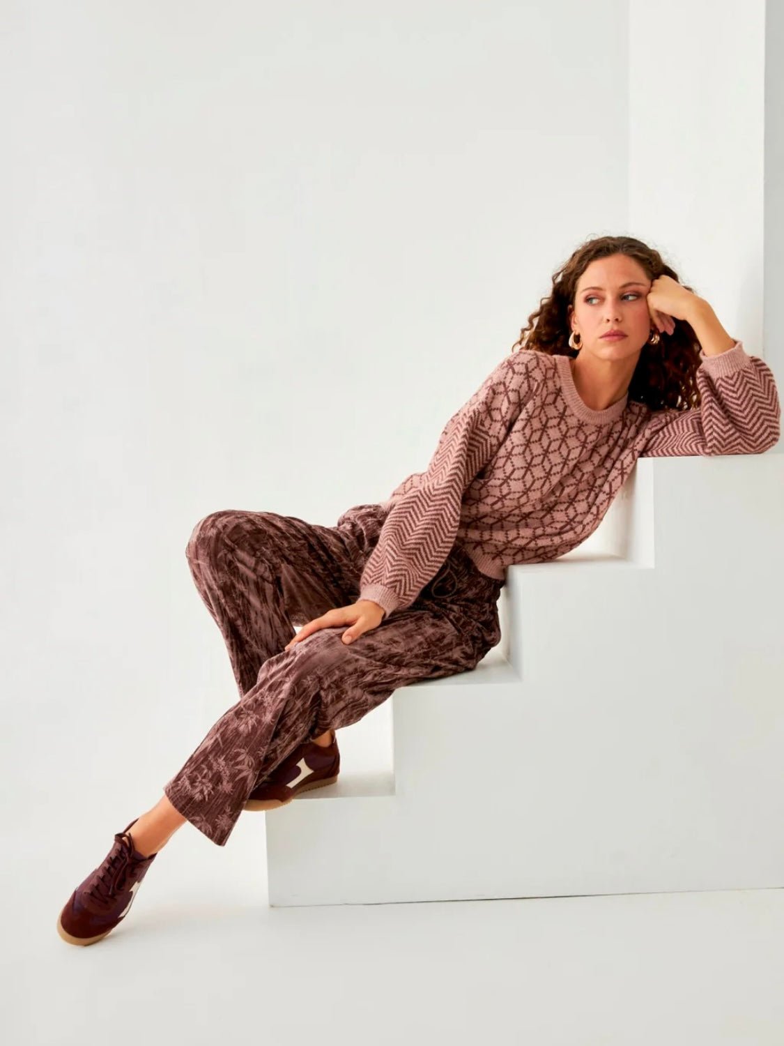 Jersey geométrico Bicolor BURGUNDY - Little MooN