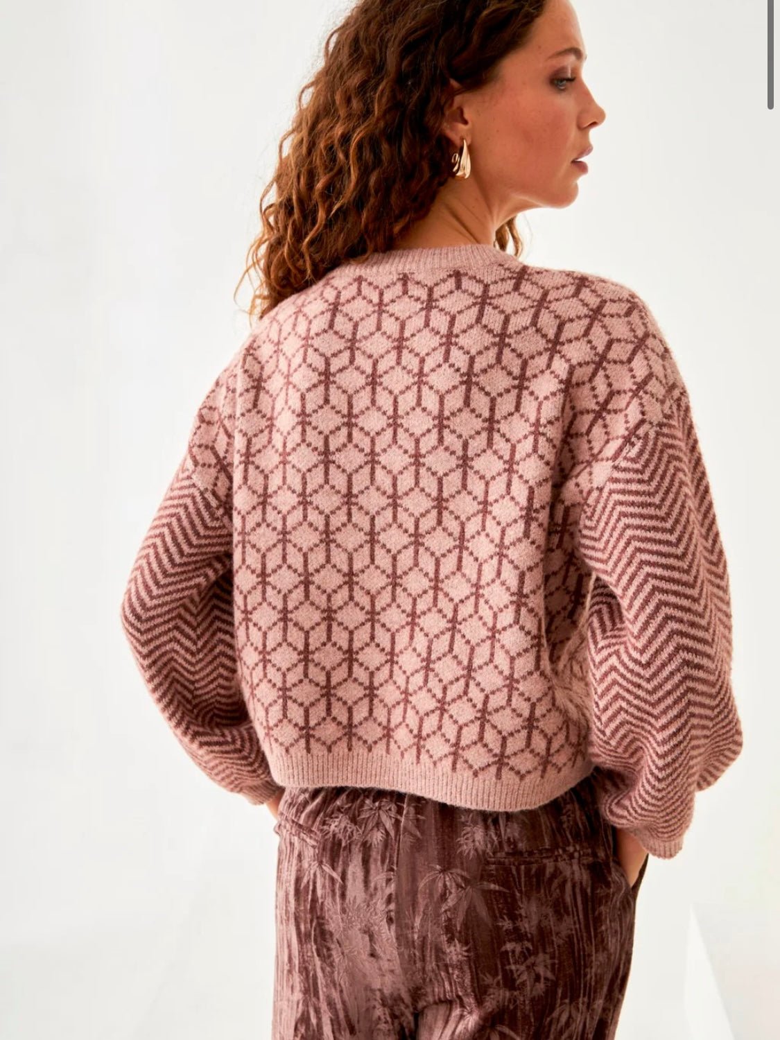 Jersey geométrico Bicolor BURGUNDY - Little MooN