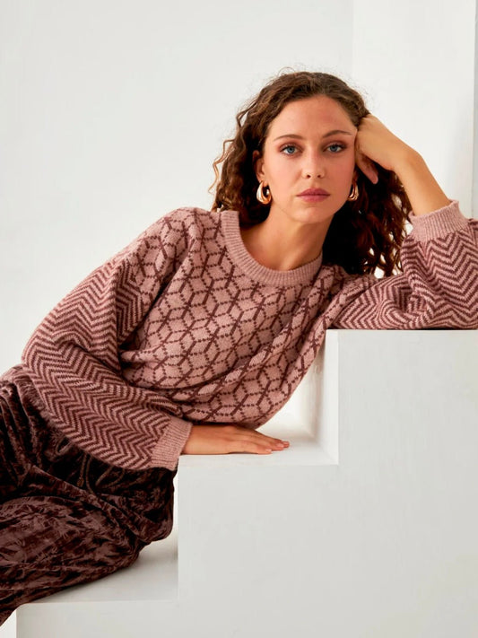 Jersey geométrico Bicolor BURGUNDY - Little MooN