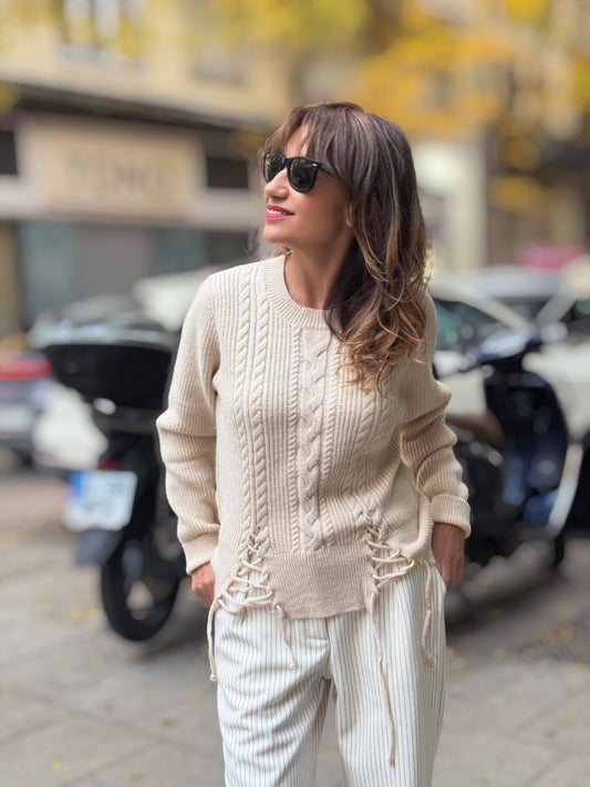 Jersey trenzado corsetero IVORY - Little MooN