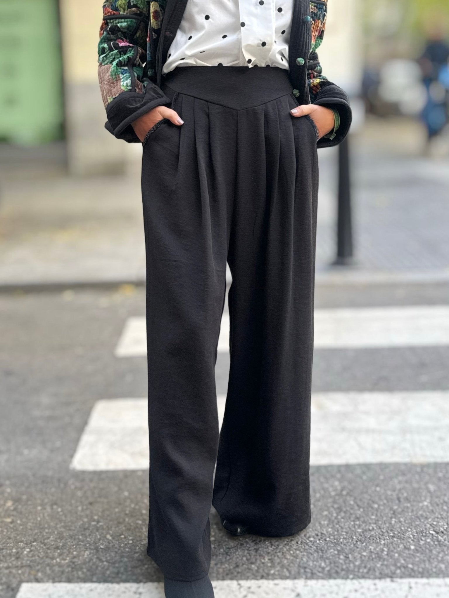 Pantalón palazzo negro WINTER LUX - Little MooN