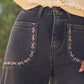 Pantalón vaquero gris bordado FILIGRANA - Little MooN