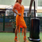 Vestido de punto naranja flúor